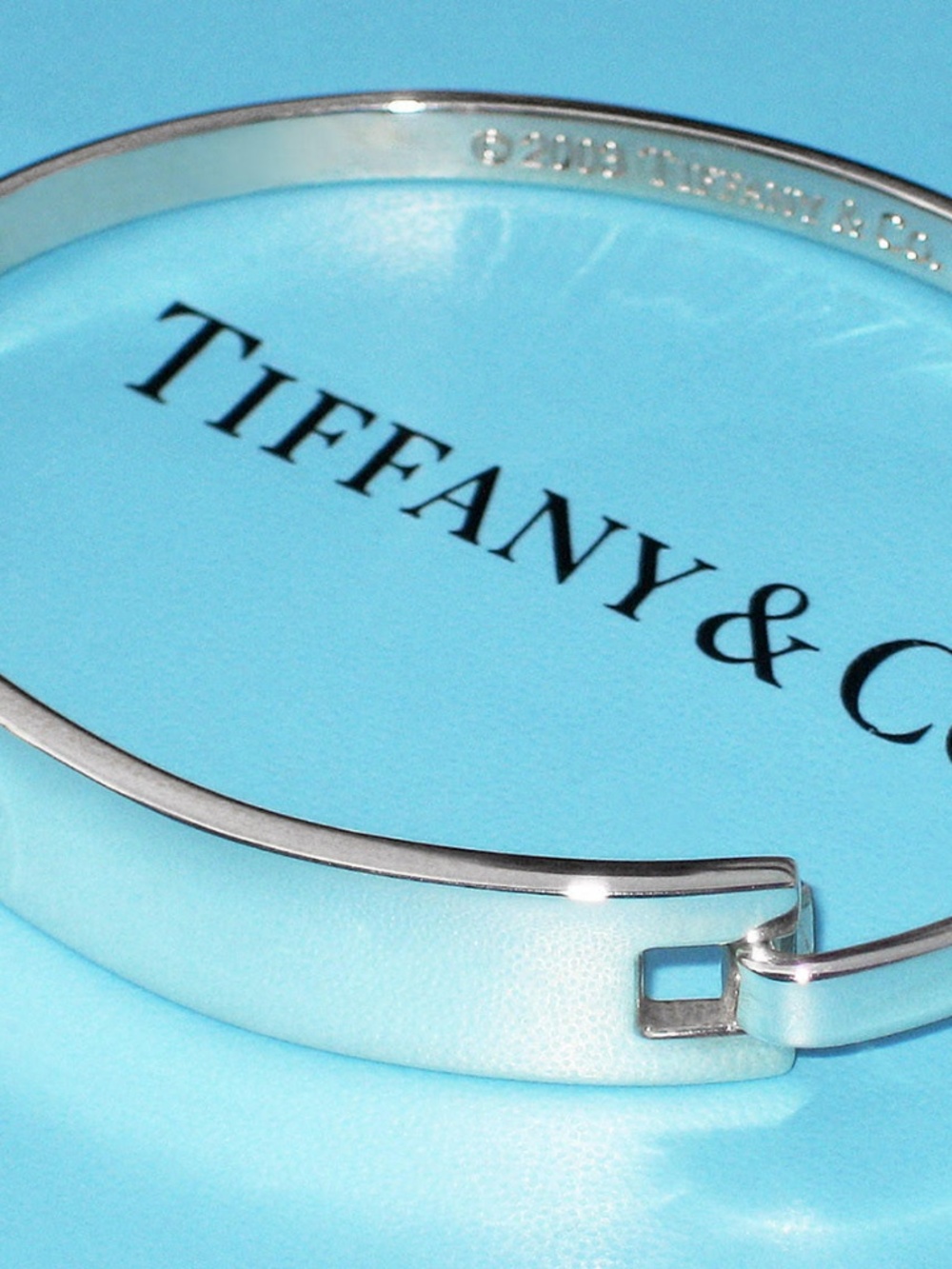 Tiffany & Co. Sterling Silver Modern Rectangle Band ID Bangle Bracelet